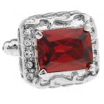 Estate Red Cut Crystal four Point Mount Silver Cufflinks 2.jpg